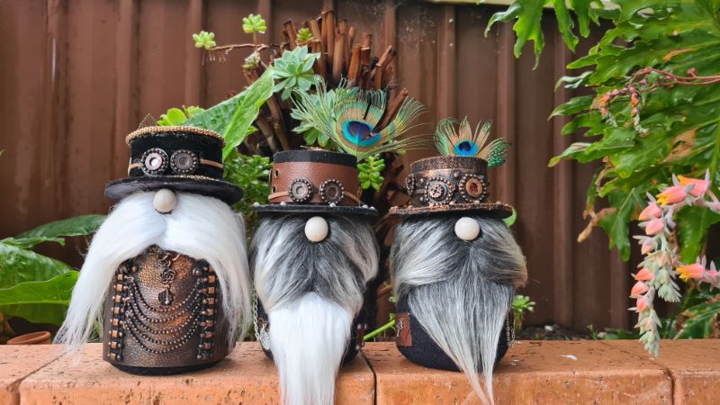 Steampunk  gnomes made with socks with hats