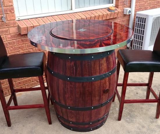 Wine barrel table