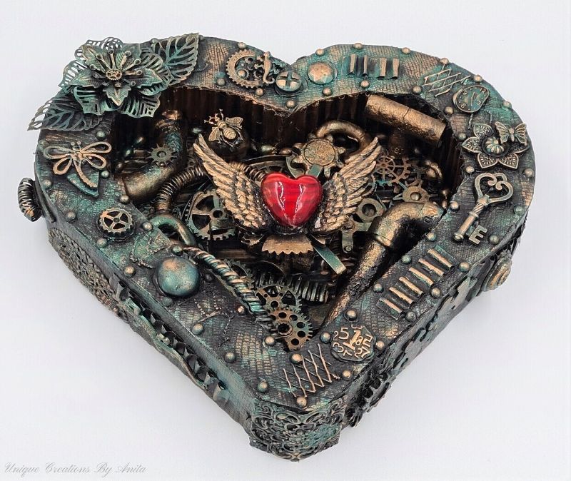 Mixed media steampunk heart