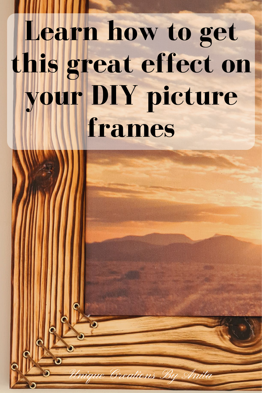 Why settle for a boring picture frame, when with a little work you can get this awesome effect that offers contrast and texture to your wood frames.