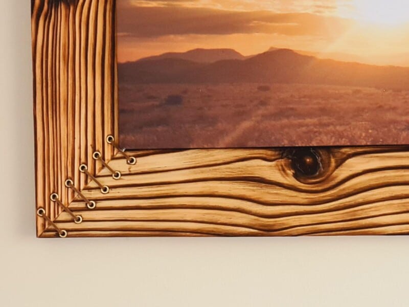 Close up of Leather laces in corner