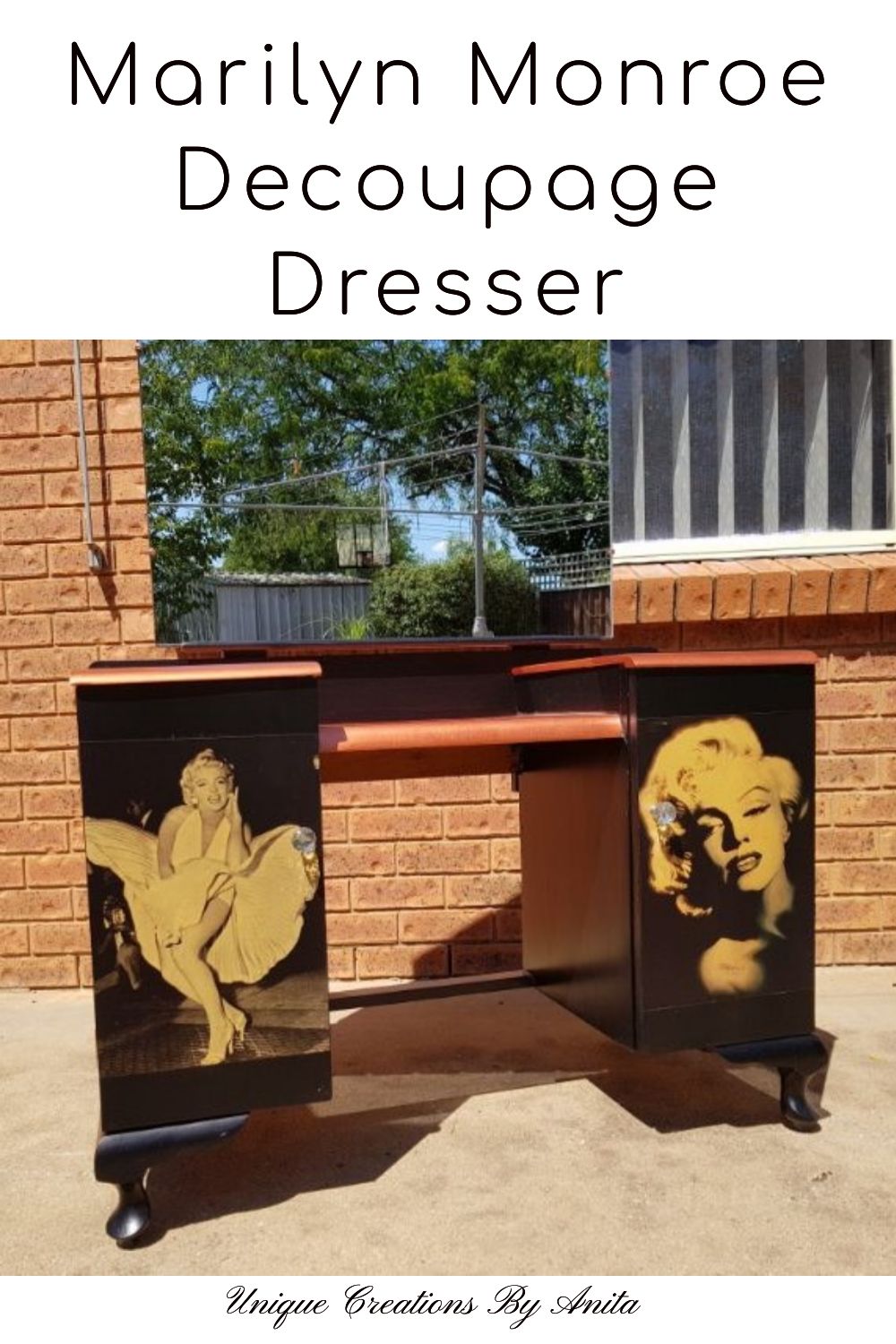 Old dresser gets a Marilyn Monroe themed decoupage makeover 