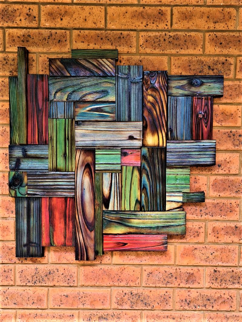 Multi-coloured Wood Wall Hanging - Unique Creations By Anita