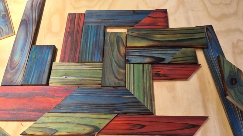 How to burn scrap wood and add colour to your wall hanging using Shou Sugi Ban.