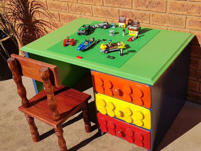 Old Study Desk Repurposed into a Lego Activity Table Unique Creations By Anita