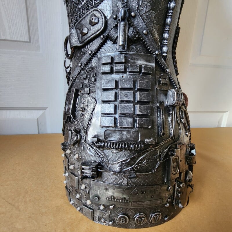 recycled telephone components used on mannequin