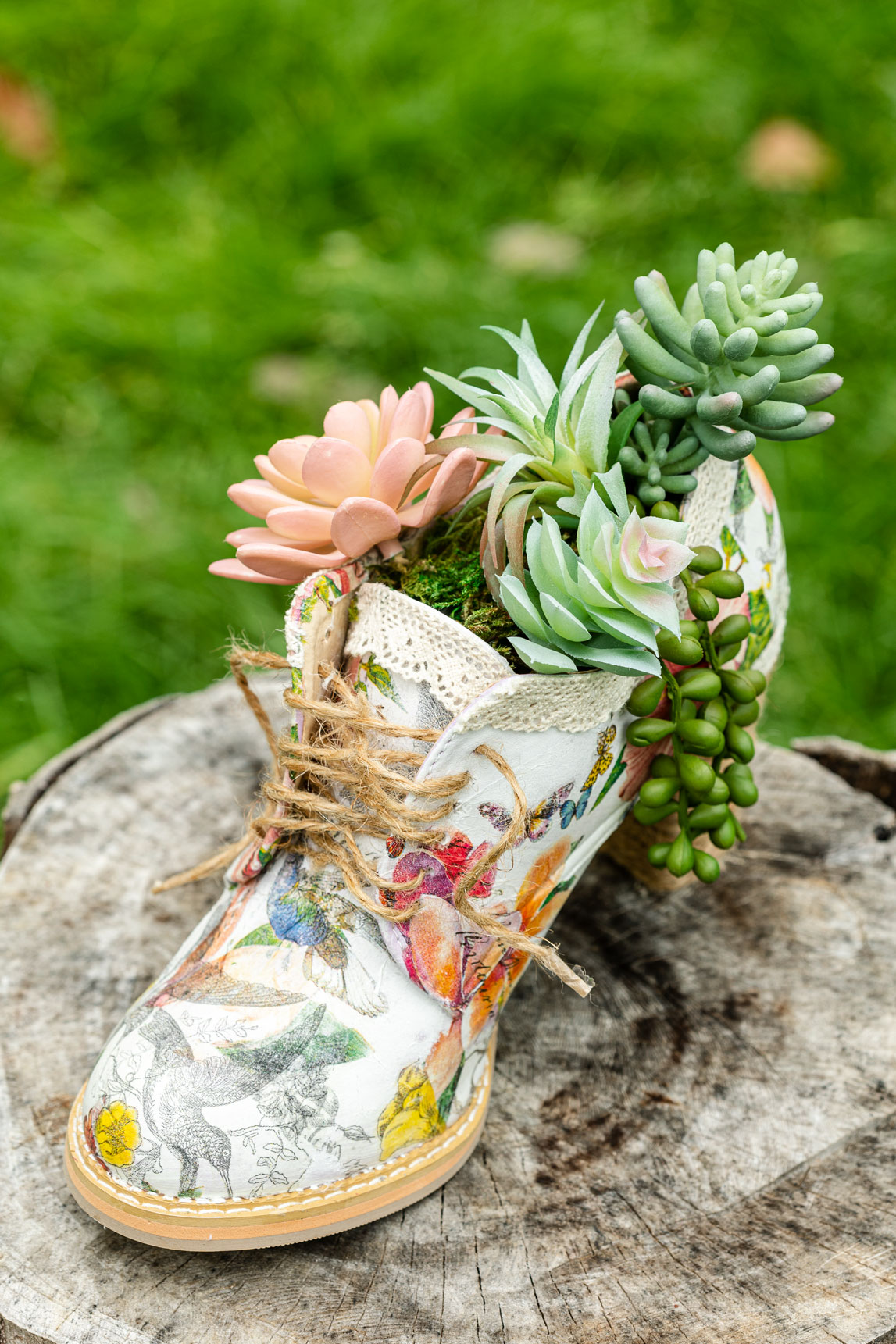 Leather shoe Planter