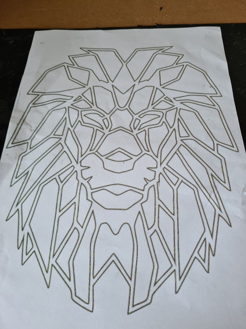 Geometric lion wall art made from scraps of leather