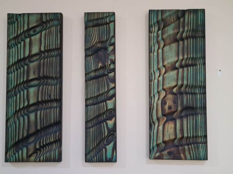 Shou sugi ban with gouge ball grooves