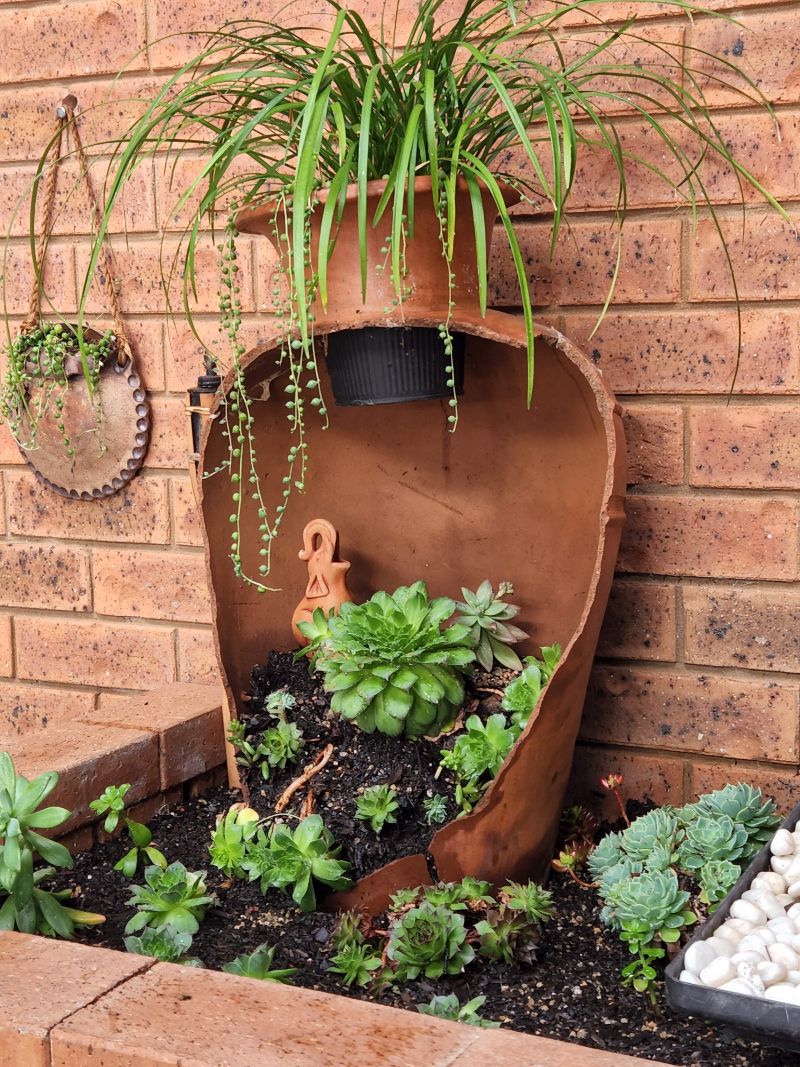 broken clay pot garden