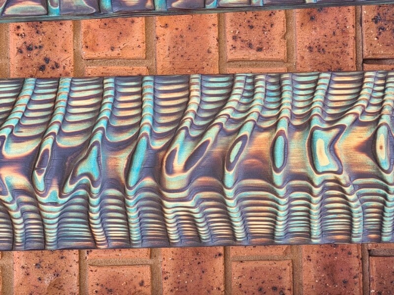 Coloured shou sugi ban wall art