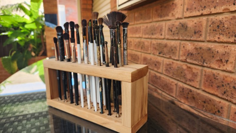 Wooden Paint Brush Holder