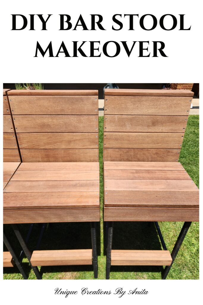 Bar stool makeover making removeable wooden covers