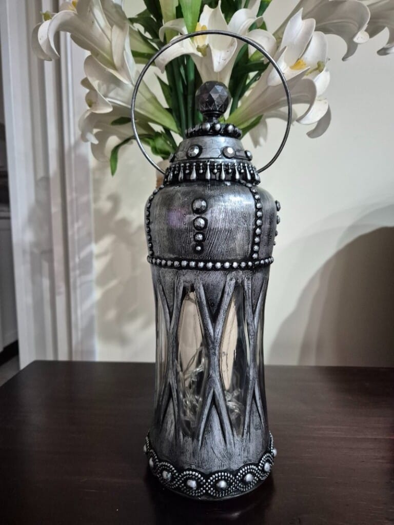DIY Mixed Media Lantern made from Downy Beads bottle- no lights