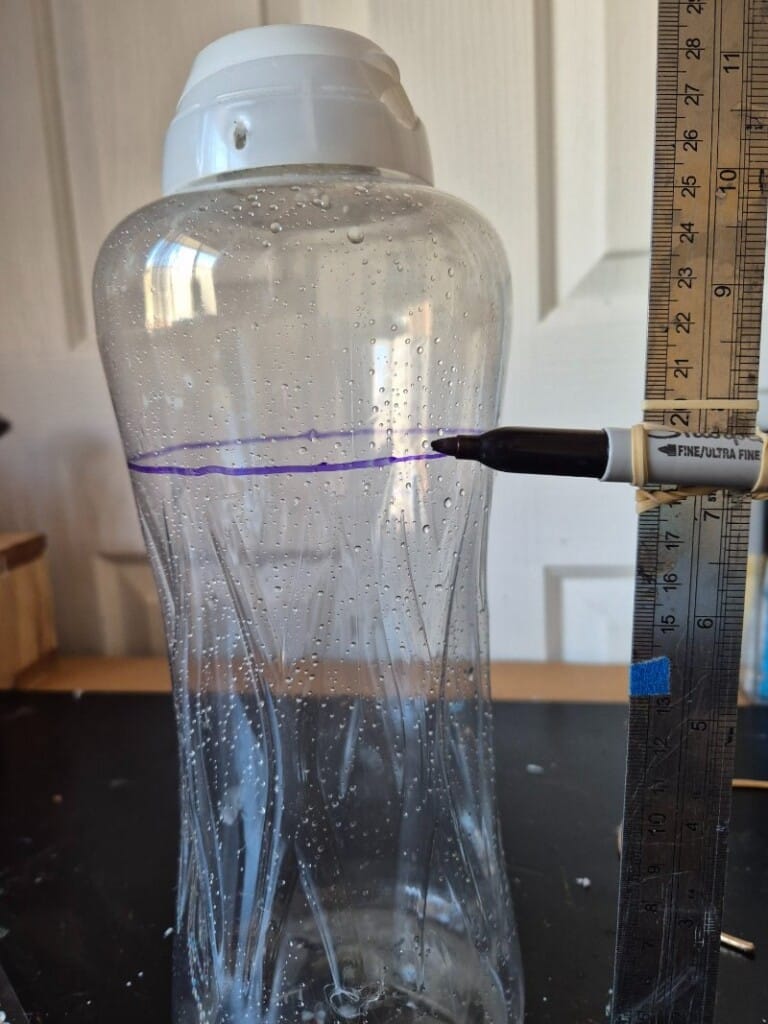 marking off the top half of lantern