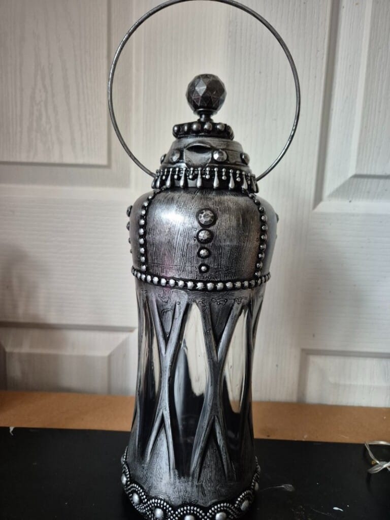 Finished painted bottle before adding the lights