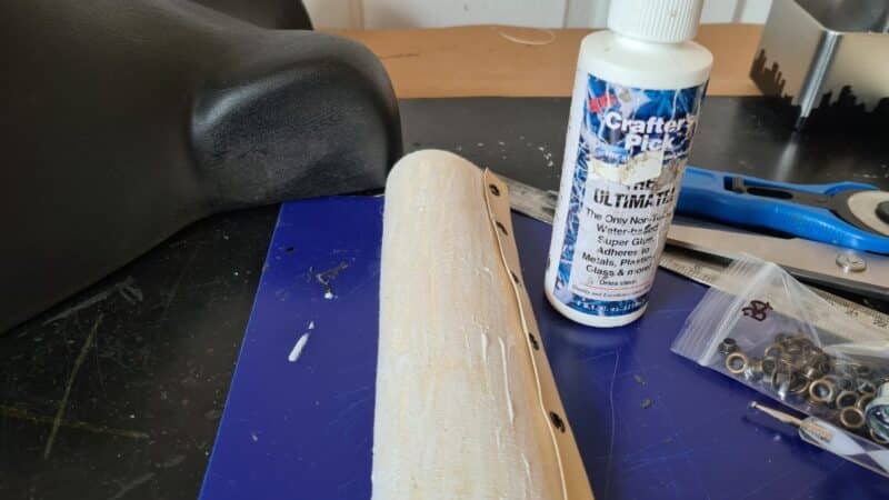 adding glue to corset