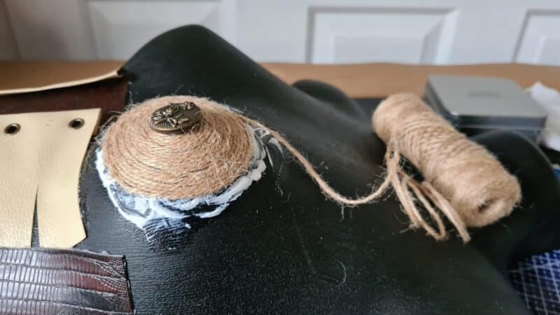 adding rope to spiral around the mannequin breast