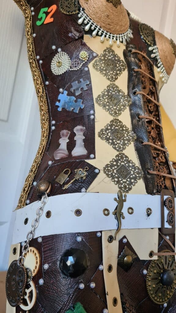 decorated mannequin before painting-left side