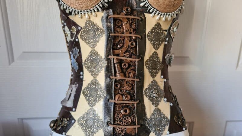 close up view of rust painted embellishments