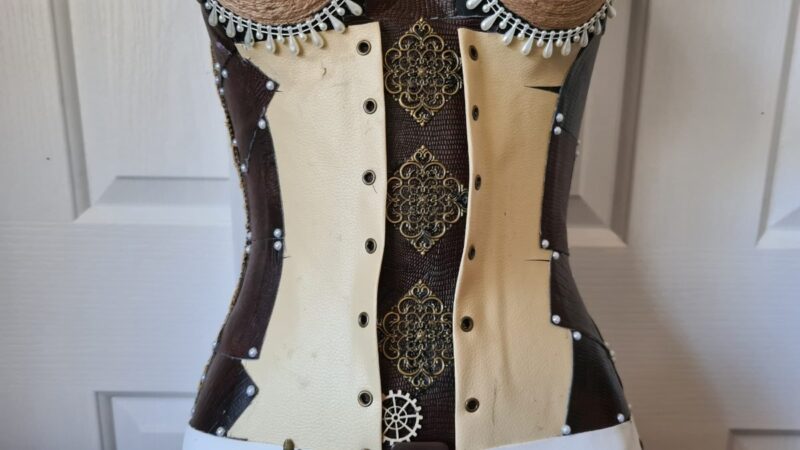 leather corset fitting to mannequin with glue