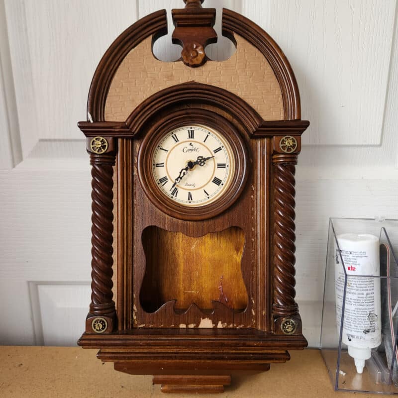 Vintage wall clock before Halloween transformation