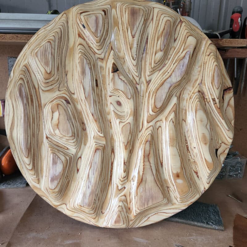 carved plywood showing wood layers