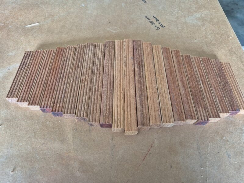 wooden pieces cut to different sizes
