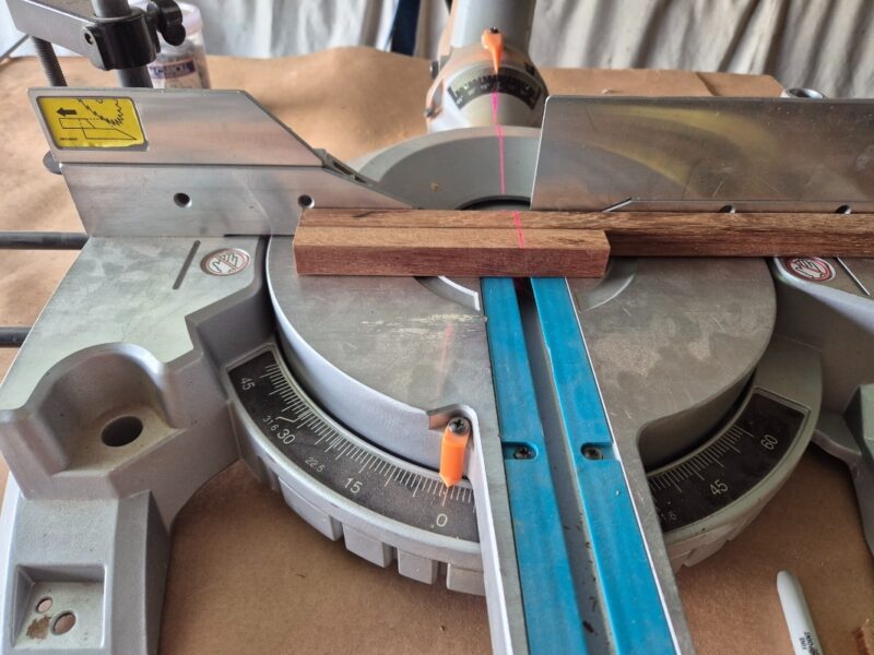 wood pieces cut to size using a mitre saw