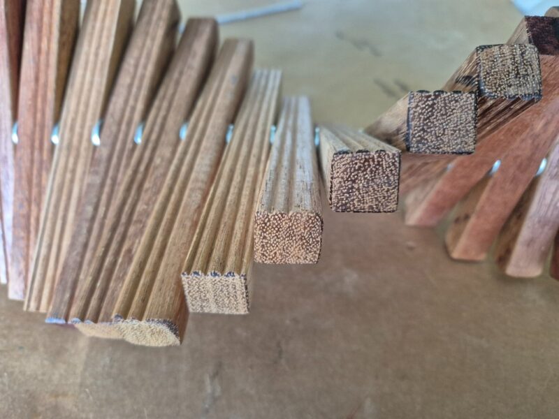 fan out the wood to create a spiral