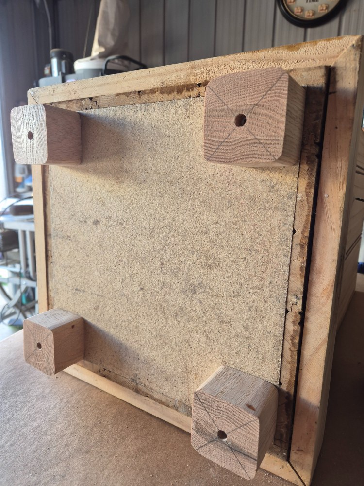 countersink wholes into legs for screws